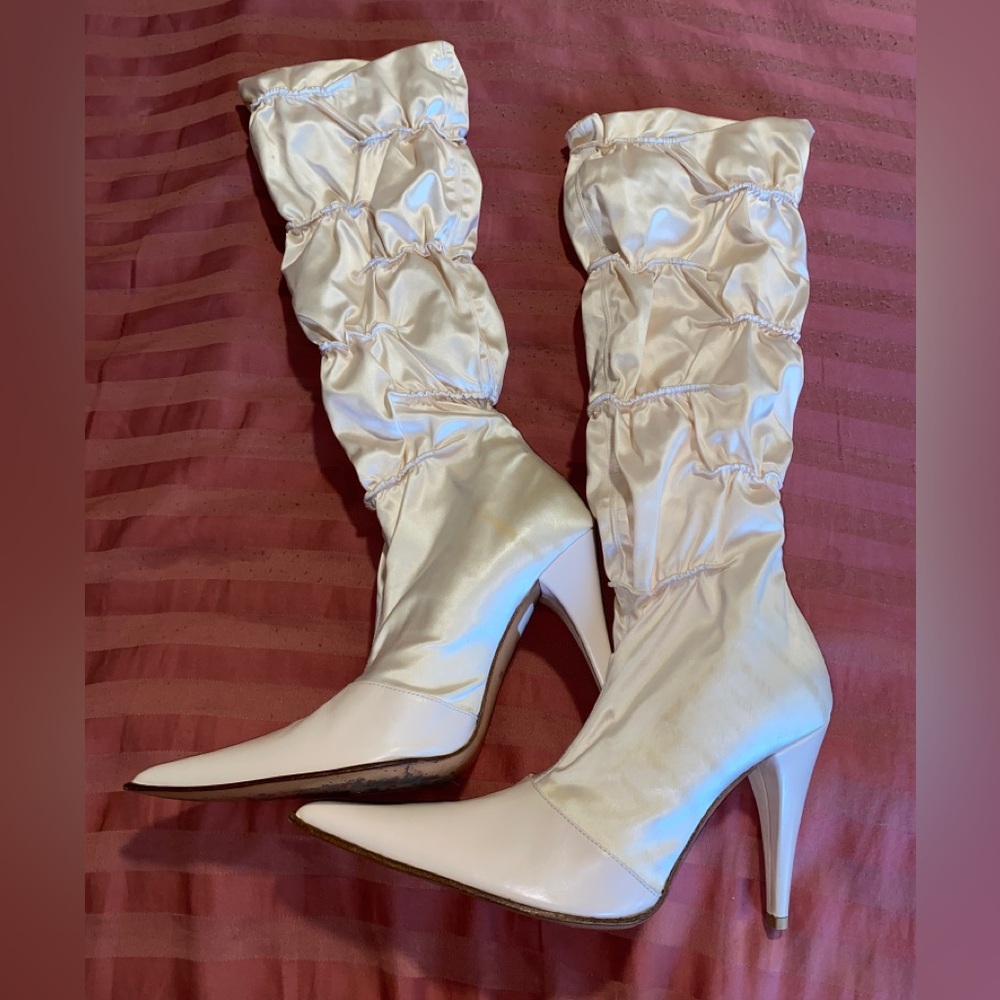 Italian Leather Ruched Boots - Picture 2 of 7